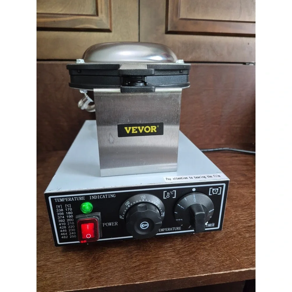 1400W  Rotatable Non-Stick‎ Round Waffle Maker Commercial-Grade Bubble Nonstick